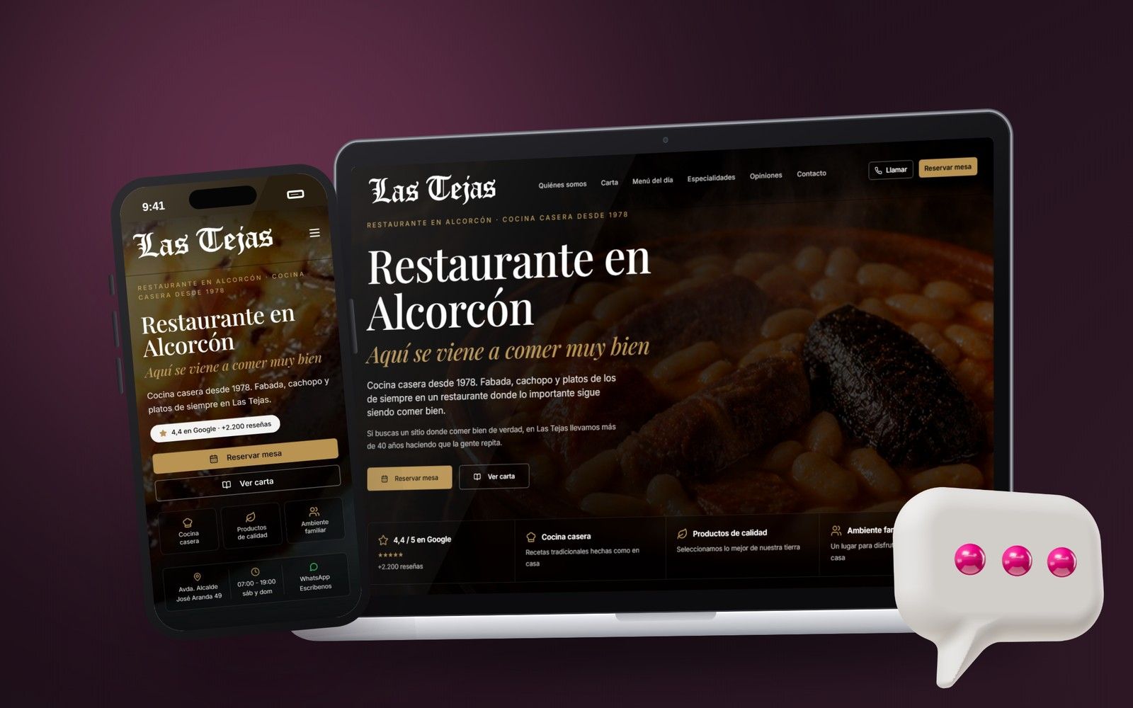 Las Tejas: Web del restaurante