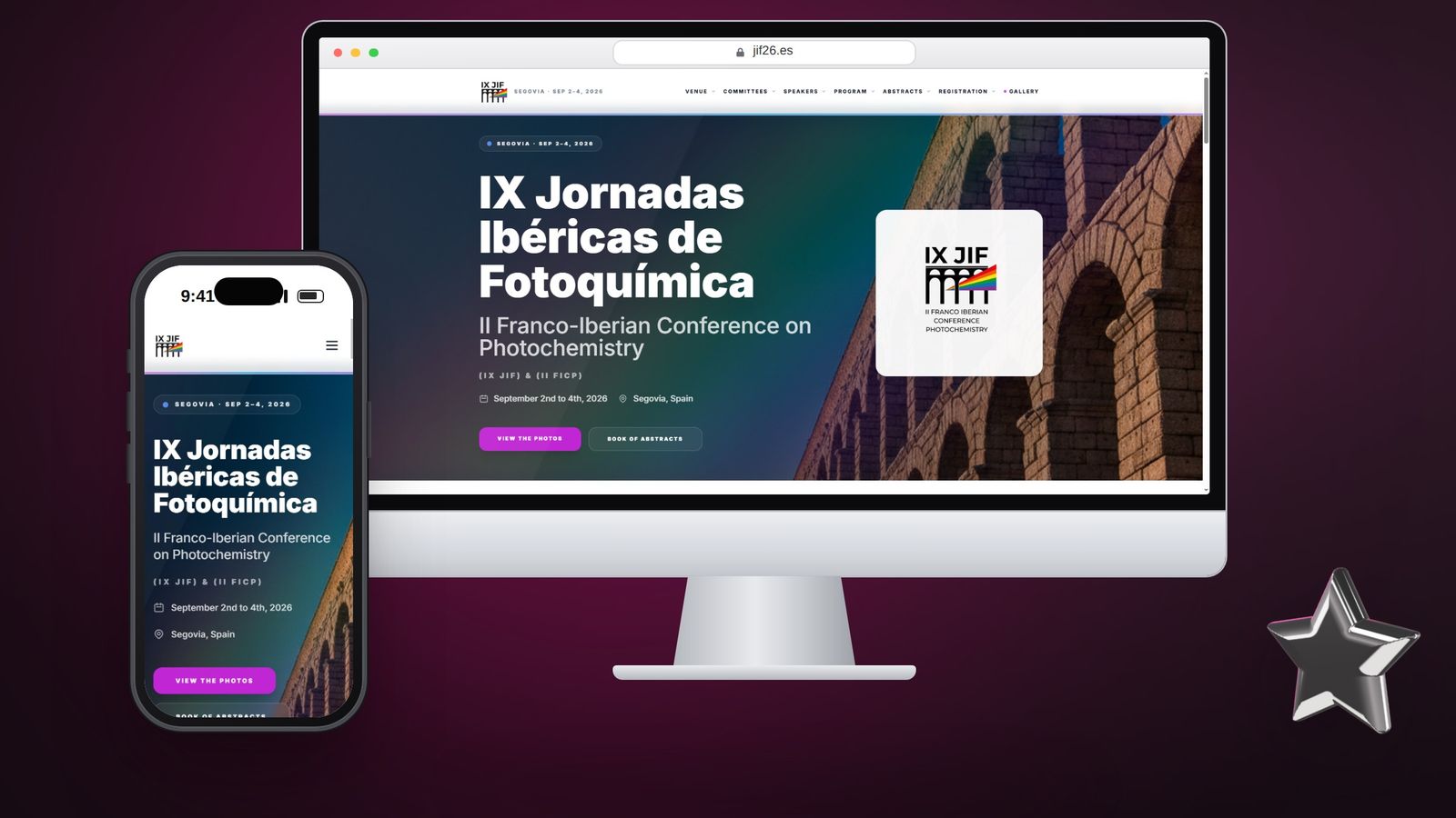 Web del congreso JIF 2026 en un ordenador de sobremesa y en el móvil