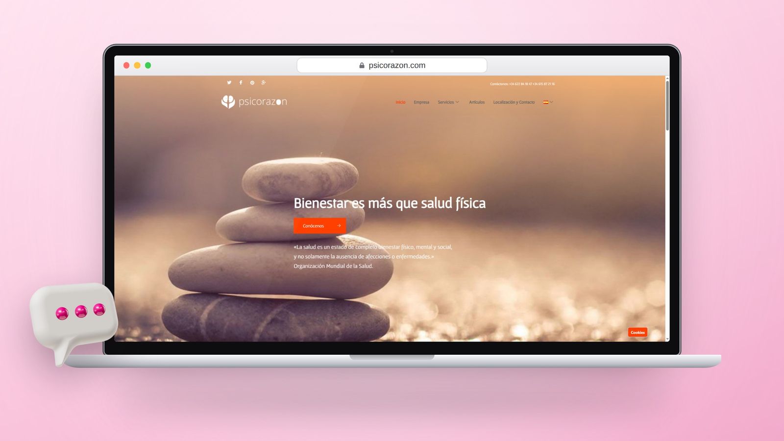 Web de Psicorazon en un portátil