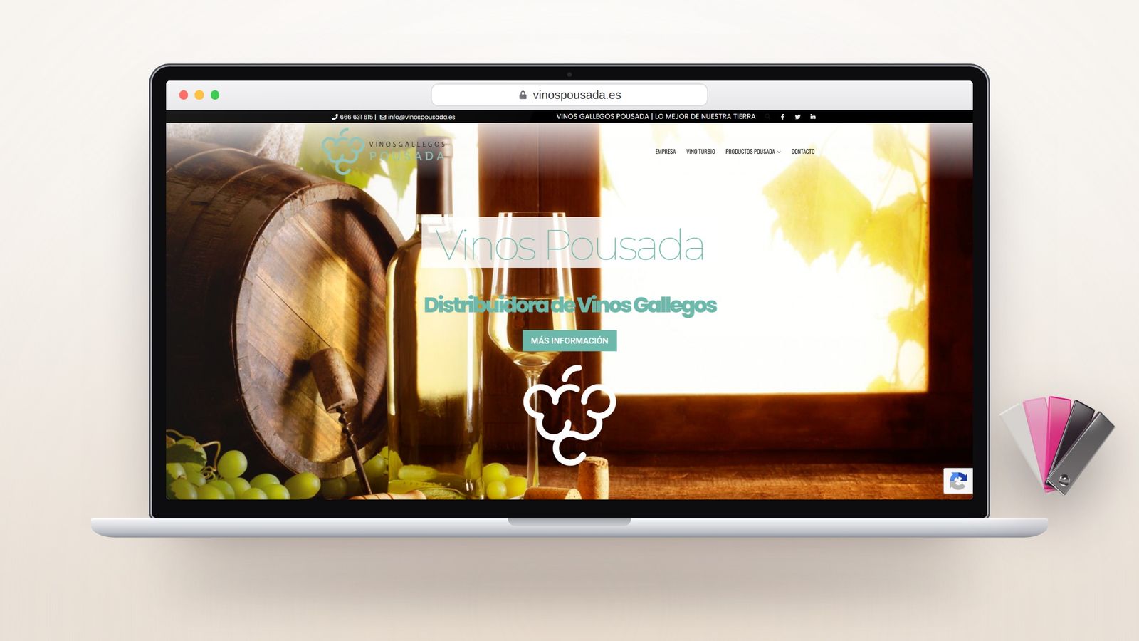Web de Vinos Gallegos Pousada en un portátil