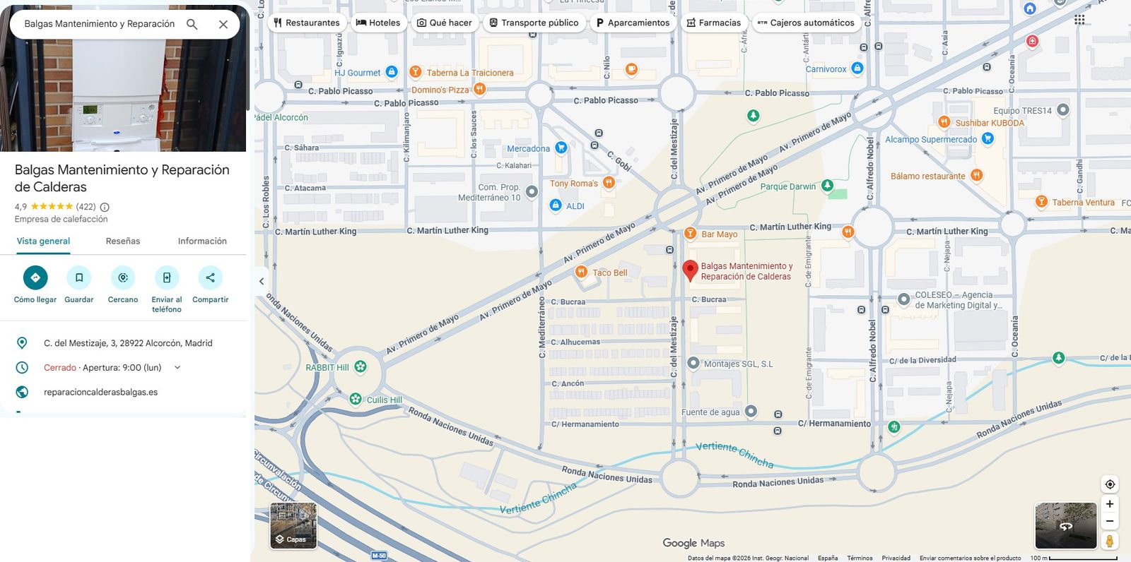 Ficha de Google de Balgas en Google Maps
