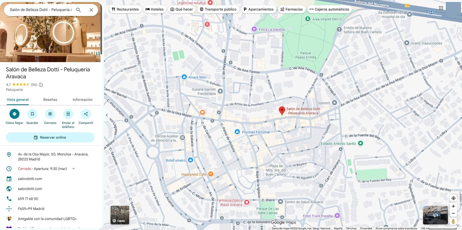 Ficha de Google de Dotti Peluquería en Google Maps