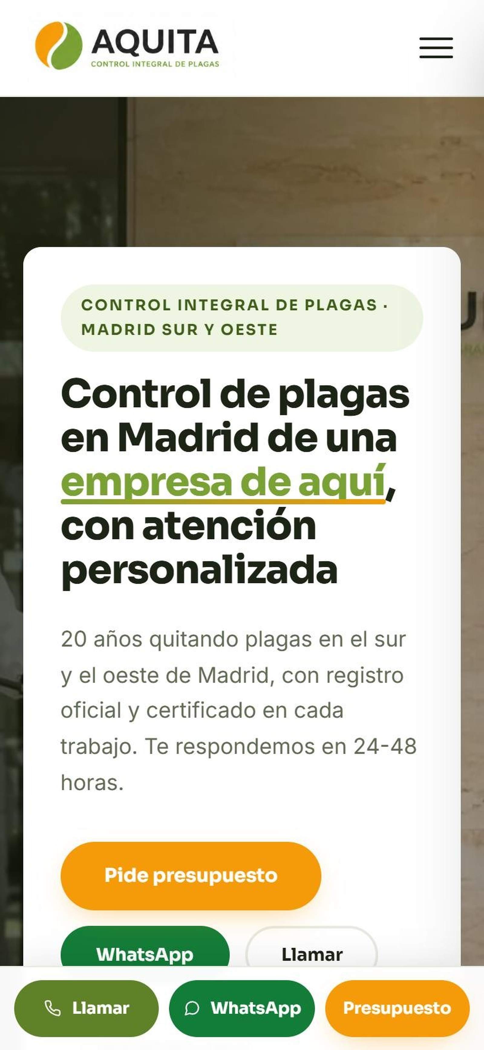 Web de Aquita en el móvil