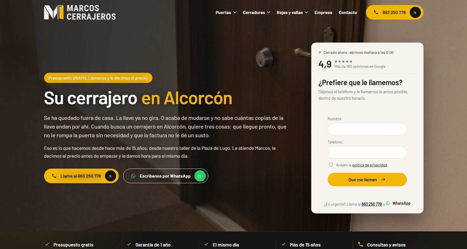 Web de Marcos Cerrajeros en el ordenador